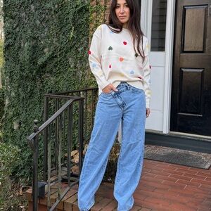 FROM PARIS FRANCE Colorful Heart Pattern Sweater